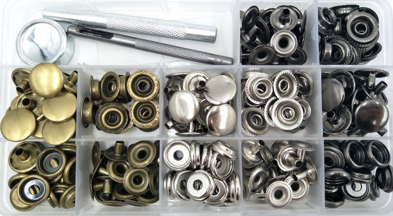 INNETOC 60 Sets 15mm 5/8" Mixed Heavy Duty Snap Fasteners Kit, Metal Snaps for Leather Crafts Sewing Repair Clothing Button Kit with Snap Installation Tool - Image 2